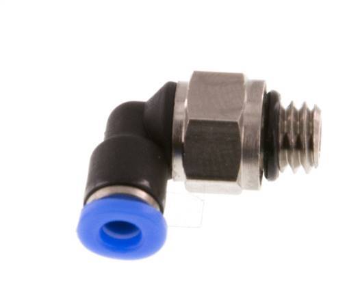 3mm x M 6 90deg Elbow Push-in Fitting with Male Threads Brass/PBT NBR Short Sleeve Rotatable Compact Design [2 Pieces]