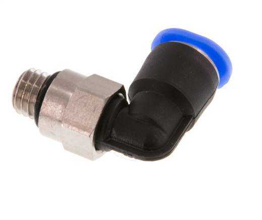 6mm x M 7 90deg Elbow Push-in Fitting with Male Threads Brass/PBT NBR Short Sleeve Rotatable Compact Design [2 Pieces]