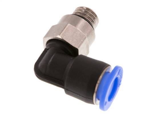 6mm x M 7 90deg Elbow Push-in Fitting with Male Threads Brass/PBT NBR Short Sleeve Rotatable Compact Design [2 Pieces]