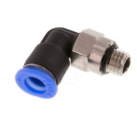 6mm x M 7 90deg Elbow Push-in Fitting with Male Threads Brass/PBT NBR Short Sleeve Rotatable Compact Design [2 Pieces]