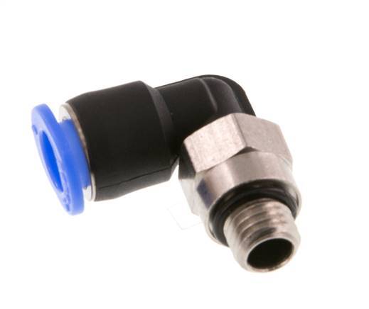 6mm x M 7 90deg Elbow Push-in Fitting with Male Threads Brass/PBT NBR Short Sleeve Rotatable Compact Design [2 Pieces]