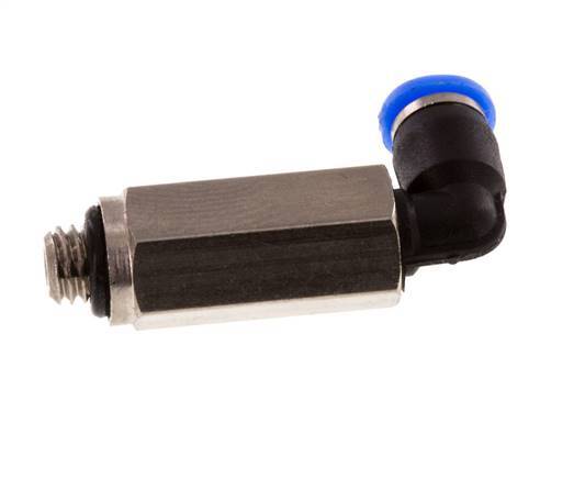 3mm x M 5 90deg Elbow Push-in Fitting with Male Threads Brass/PBT NBR Long Sleeve Rotatable Compact Design [2 Pieces]