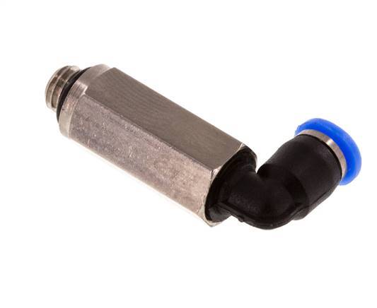 3mm x M 5 90deg Elbow Push-in Fitting with Male Threads Brass/PBT NBR Long Sleeve Rotatable Compact Design [2 Pieces]