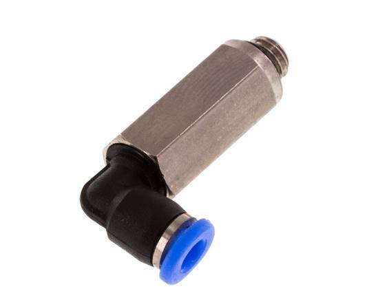 3mm x M 5 90deg Elbow Push-in Fitting with Male Threads Brass/PBT NBR Long Sleeve Rotatable Compact Design [2 Pieces]