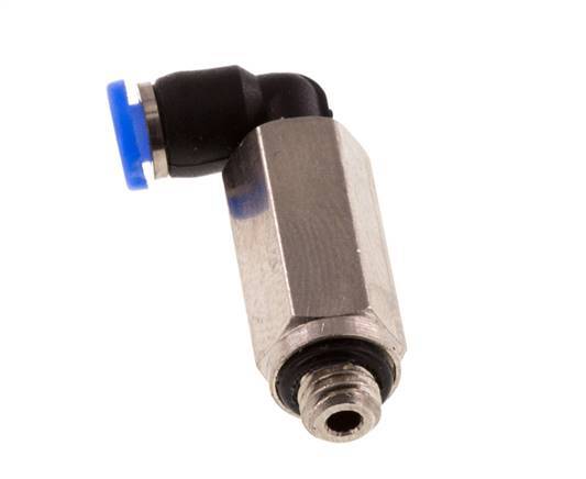 3mm x M 5 90deg Elbow Push-in Fitting with Male Threads Brass/PBT NBR Long Sleeve Rotatable Compact Design [2 Pieces]