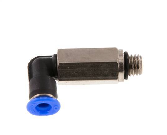4mm x M 7 90deg Elbow Push-in Fitting with Male Threads Brass/PBT NBR Long Sleeve Rotatable Compact Design [2 Pieces]