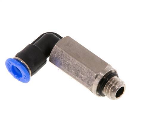 4mm x M 7 90deg Elbow Push-in Fitting with Male Threads Brass/PBT NBR Long Sleeve Rotatable Compact Design [2 Pieces]