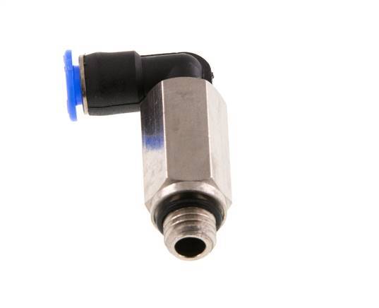 4mm x M 7 90deg Elbow Push-in Fitting with Male Threads Brass/PBT NBR Long Sleeve Rotatable Compact Design [2 Pieces]