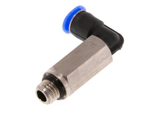 4mm x M 7 90deg Elbow Push-in Fitting with Male Threads Brass/PBT NBR Long Sleeve Rotatable Compact Design [2 Pieces]
