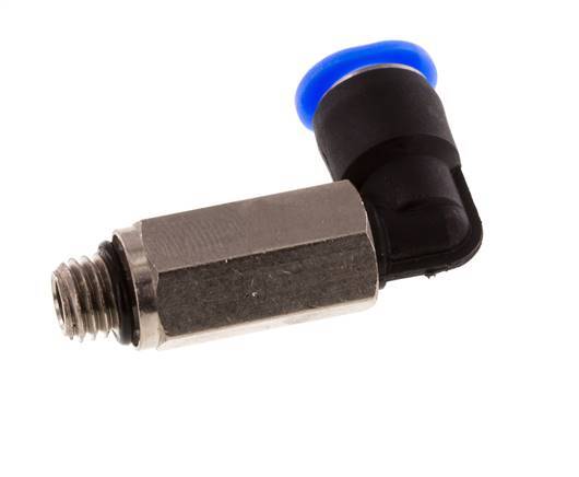 6mm x M 7 90deg Elbow Push-in Fitting with Male Threads Brass/PBT NBR Long Sleeve Rotatable Compact Design [2 Pieces]