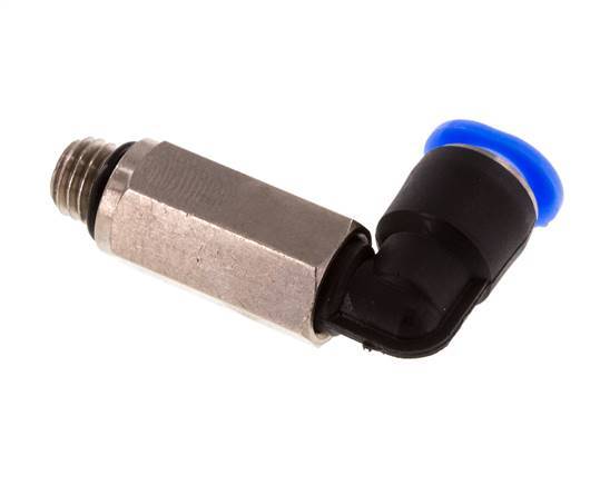 6mm x M 7 90deg Elbow Push-in Fitting with Male Threads Brass/PBT NBR Long Sleeve Rotatable Compact Design [2 Pieces]