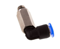 6mm x M 7 90deg Elbow Push-in Fitting with Male Threads Brass/PBT NBR Long Sleeve Rotatable Compact Design [2 Pieces]