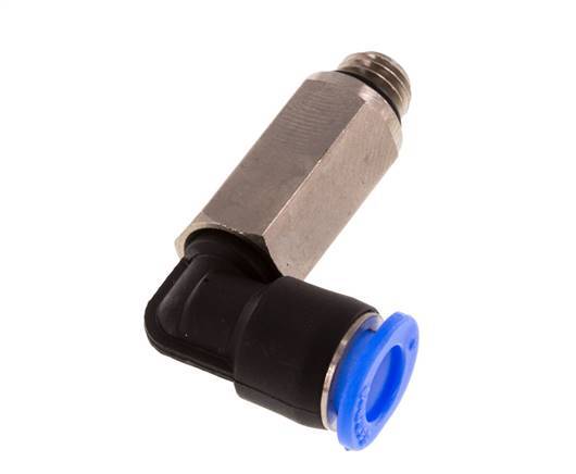 6mm x M 7 90deg Elbow Push-in Fitting with Male Threads Brass/PBT NBR Long Sleeve Rotatable Compact Design [2 Pieces]