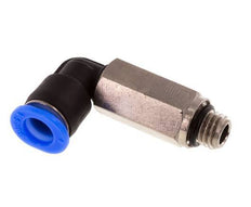 6mm x M 7 90deg Elbow Push-in Fitting with Male Threads Brass/PBT NBR Long Sleeve Rotatable Compact Design [2 Pieces]