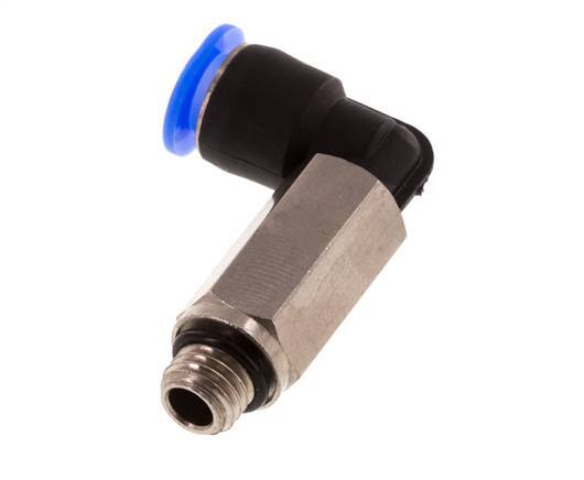 6mm x M 7 90deg Elbow Push-in Fitting with Male Threads Brass/PBT NBR Long Sleeve Rotatable Compact Design [2 Pieces]