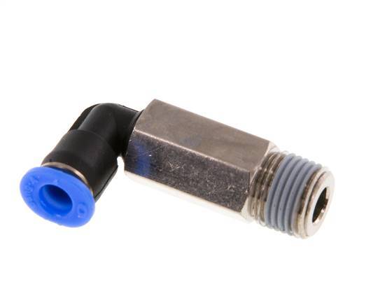 4mm x R1/8'' 90deg Elbow Push-in Fitting with Male Threads Brass/PBT NBR Long Sleeve Rotatable Compact Design [2 Pieces]
