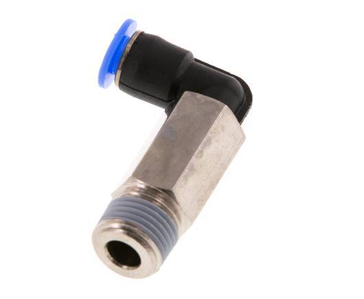 4mm x R1/8'' 90deg Elbow Push-in Fitting with Male Threads Brass/PBT NBR Long Sleeve Rotatable Compact Design [2 Pieces]