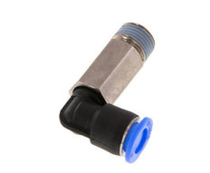 6mm x R1/8'' 90deg Elbow Push-in Fitting with Male Threads Brass/PBT NBR Long Sleeve Rotatable Compact Design [2 Pieces]