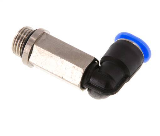 6mm x G1/8'' 90deg Elbow Push-in Fitting with Male Threads Brass/PBT NBR Long Sleeve Rotatable Compact Design [2 Pieces]