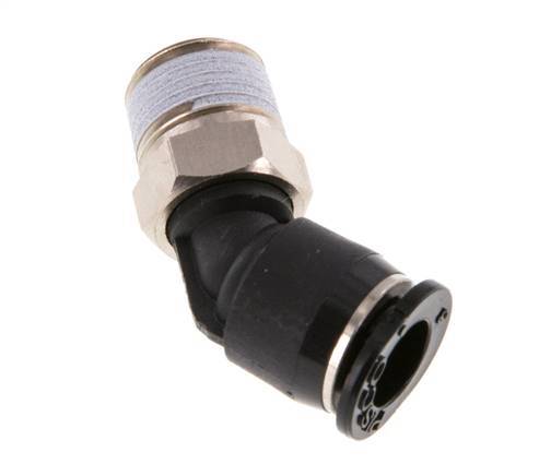 6mm x R1/8'' 45deg Elbow Push-in Fitting with Male Threads Brass/PBT NBR Compact Design