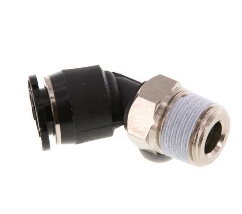 6mm x R1/8'' 45deg Elbow Push-in Fitting with Male Threads Brass/PBT NBR Compact Design
