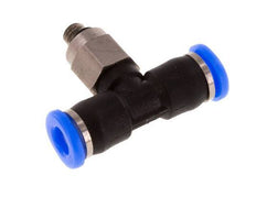 3mm x M 3 Inline Tee Push-in Fitting with Male Threads Steel/PBT NBR Rotatable Compact Design [2 Pieces]