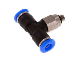 3mm x M 3 Inline Tee Push-in Fitting with Male Threads Steel/PBT NBR Rotatable Compact Design [2 Pieces]