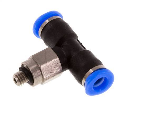 3mm x M 3 Inline Tee Push-in Fitting with Male Threads Steel/PBT NBR Rotatable Compact Design [2 Pieces]