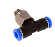 3mm x M 5 Inline Tee Push-in Fitting with Male Threads Brass/PBT NBR Rotatable Compact Design [2 Pieces]
