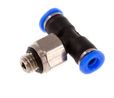 3mm x M 5 Inline Tee Push-in Fitting with Male Threads Brass/PBT NBR Rotatable Compact Design [2 Pieces]