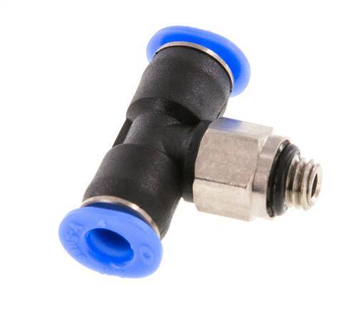 4mm x M 5 Inline Tee Push-in Fitting with Male Threads Brass/PBT NBR Rotatable Compact Design [2 Pieces]