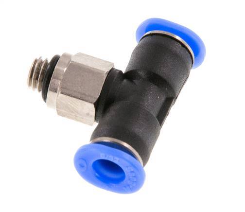 4mm x M 5 Inline Tee Push-in Fitting with Male Threads Brass/PBT NBR Rotatable Compact Design [2 Pieces]
