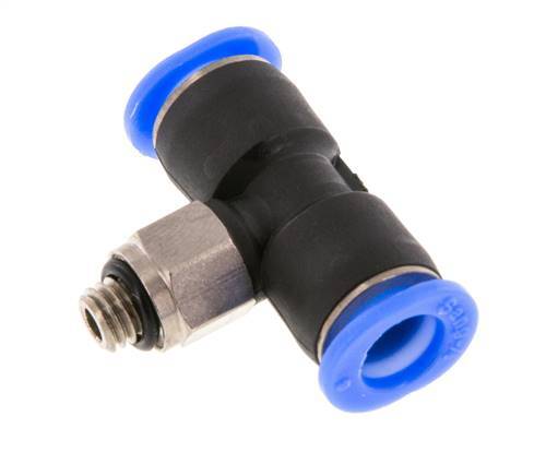 6mm x M 5 Inline Tee Push-in Fitting with Male Threads Brass/PBT NBR Rotatable Compact Design [2 Pieces]
