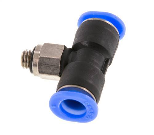 6mm x M 5 Inline Tee Push-in Fitting with Male Threads Brass/PBT NBR Rotatable Compact Design [2 Pieces]