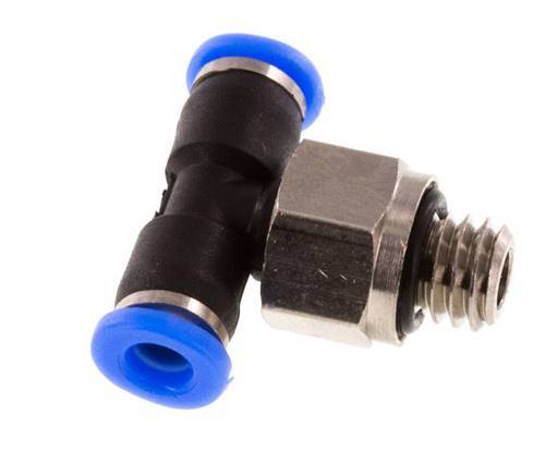 3mm x M 6 Inline Tee Push-in Fitting with Male Threads Brass/PBT NBR Rotatable Compact Design [2 Pieces]