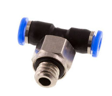 3mm x M 6 Inline Tee Push-in Fitting with Male Threads Brass/PBT NBR Rotatable Compact Design [2 Pieces]