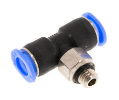 6mm x M 6 Inline Tee Push-in Fitting with Male Threads Brass/PBT NBR Rotatable Compact Design [2 Pieces]
