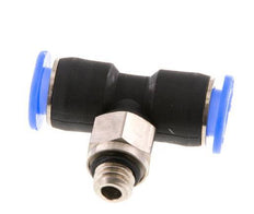 6mm x M 6 Inline Tee Push-in Fitting with Male Threads Brass/PBT NBR Rotatable Compact Design [2 Pieces]