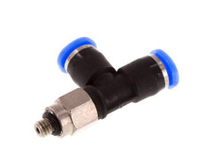 3mm x M 3 Right Angle Tee Push-in Fitting with Male Threads Steel/PBT NBR Rotatable Compact Design [2 Pieces]