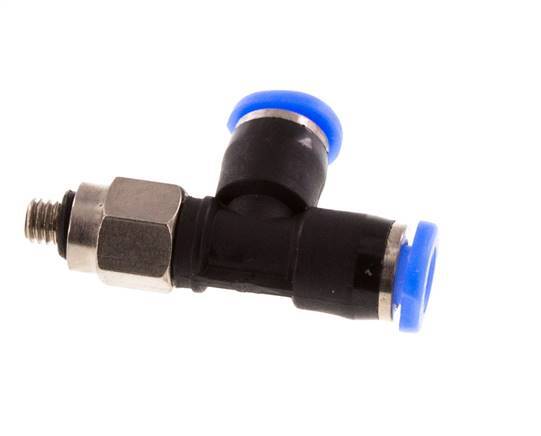 3mm x M 3 Right Angle Tee Push-in Fitting with Male Threads Steel/PBT NBR Rotatable Compact Design [2 Pieces]