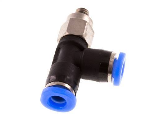 3mm x M 3 Right Angle Tee Push-in Fitting with Male Threads Steel/PBT NBR Rotatable Compact Design [2 Pieces]