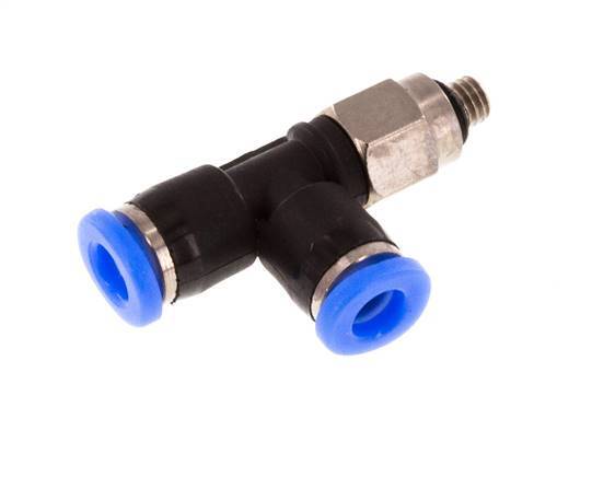 3mm x M 3 Right Angle Tee Push-in Fitting with Male Threads Steel/PBT NBR Rotatable Compact Design [2 Pieces]