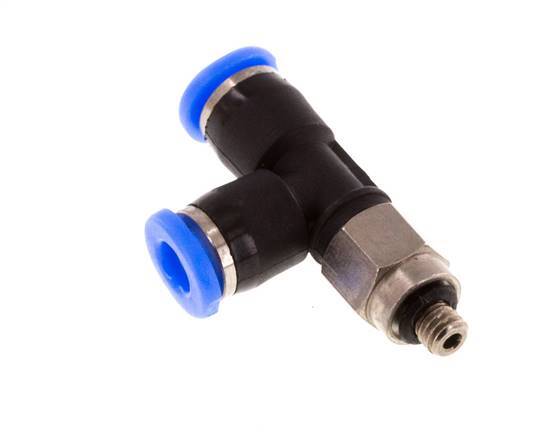 3mm x M 3 Right Angle Tee Push-in Fitting with Male Threads Steel/PBT NBR Rotatable Compact Design [2 Pieces]