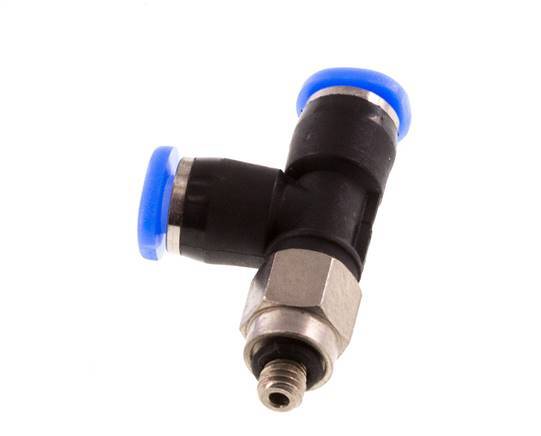 3mm x M 3 Right Angle Tee Push-in Fitting with Male Threads Steel/PBT NBR Rotatable Compact Design [2 Pieces]