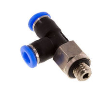 3mm x M 5 Right Angle Tee Push-in Fitting with Male Threads Brass/PBT NBR Rotatable Compact Design [2 Pieces]