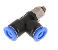 6mm x M 5 Right Angle Tee Push-in Fitting with Male Threads Brass/PBT NBR Rotatable Compact Design [2 Pieces]