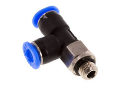 4mm x M 6 Right Angle Tee Push-in Fitting with Male Threads Brass/PBT NBR Rotatable Compact Design [2 Pieces]