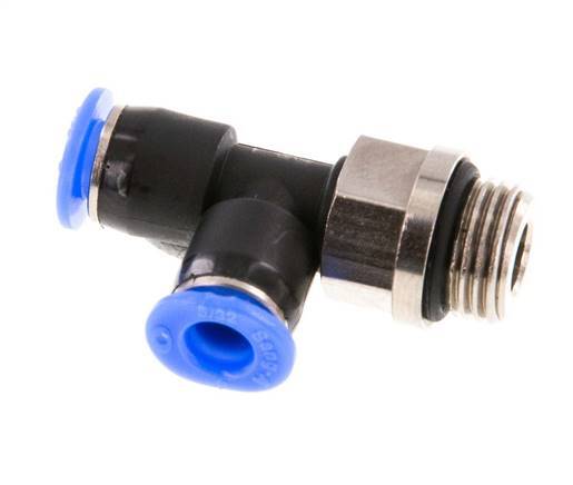 4mm x G1/8'' Right Angle Tee Push-in Fitting with Male Threads Brass/PBT NBR Rotatable Compact Design [2 Pieces]