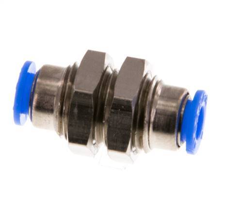 4mm Push-in Fitting Brass/PBT NBR Bulkhead Compact Design [2 Pieces]