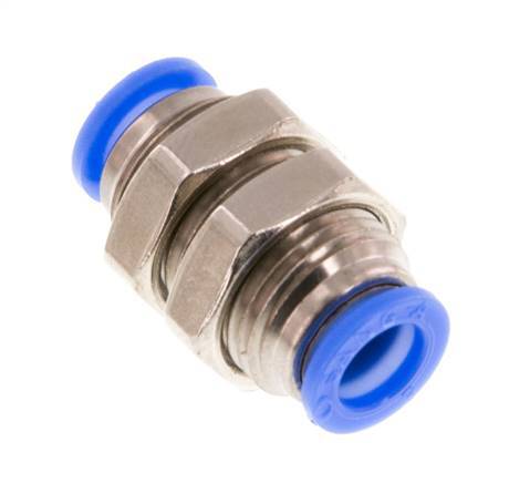 6mm Push-in Fitting Brass/PBT NBR Bulkhead Compact Design [2 Pieces]